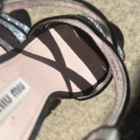 🔅 AUTHENTIC Stunning MIU MIU Silver Glitter Platform Sandals 😻 - Picture 8 of 14